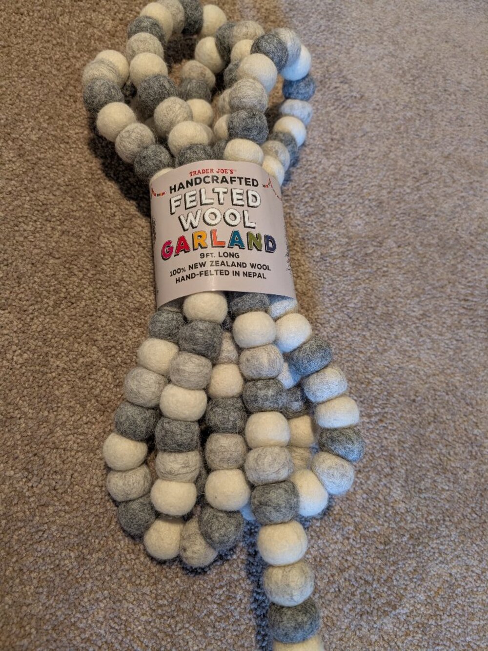 New 9 foot 100% felted wool garland trader joes